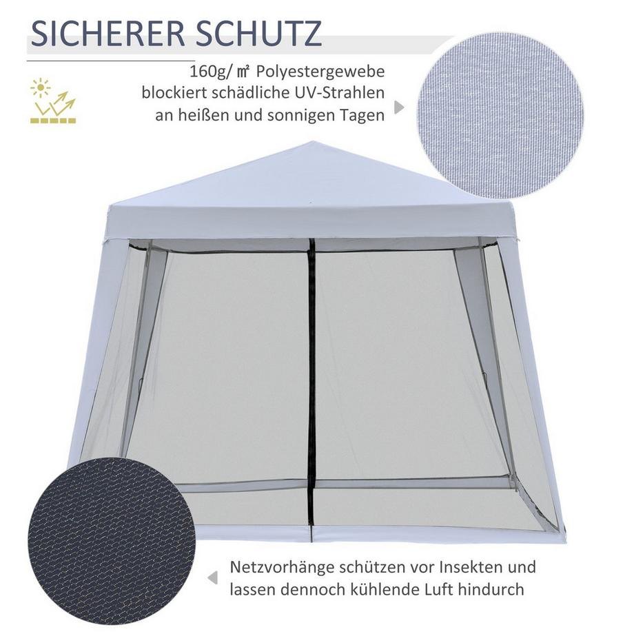 Northio Gazebo Da Giardino Padiglione Tendone Per Feste Tenda Resistente Alle Intemperie Con Zanzariera In Metallo + Poliestere Grigio 3 X 3 M  