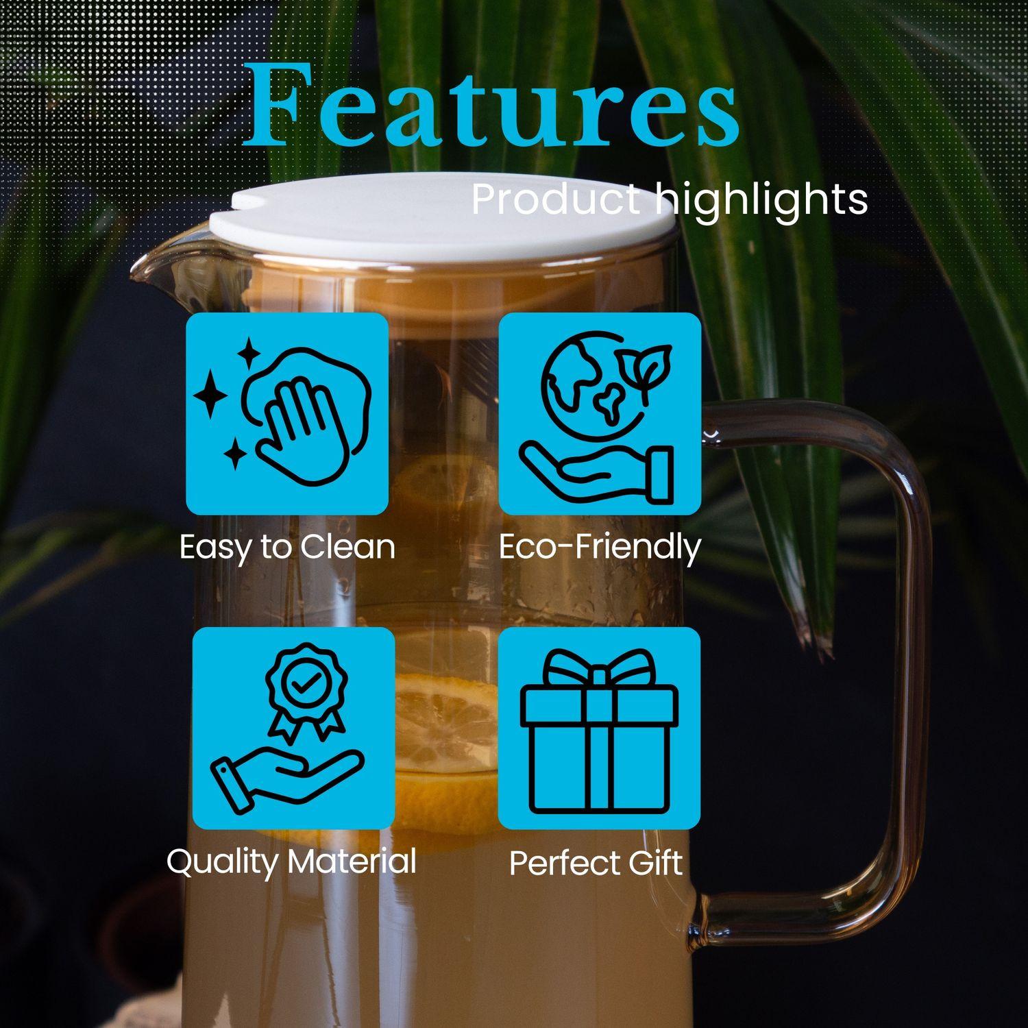 Intirilife Intirilife Carafe, Pichet en Verre, en Ambre  