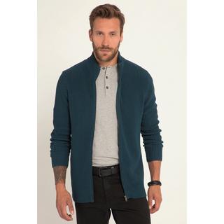 JP1880  Cardigan in maglia grossa a costine con collo alto e zip 