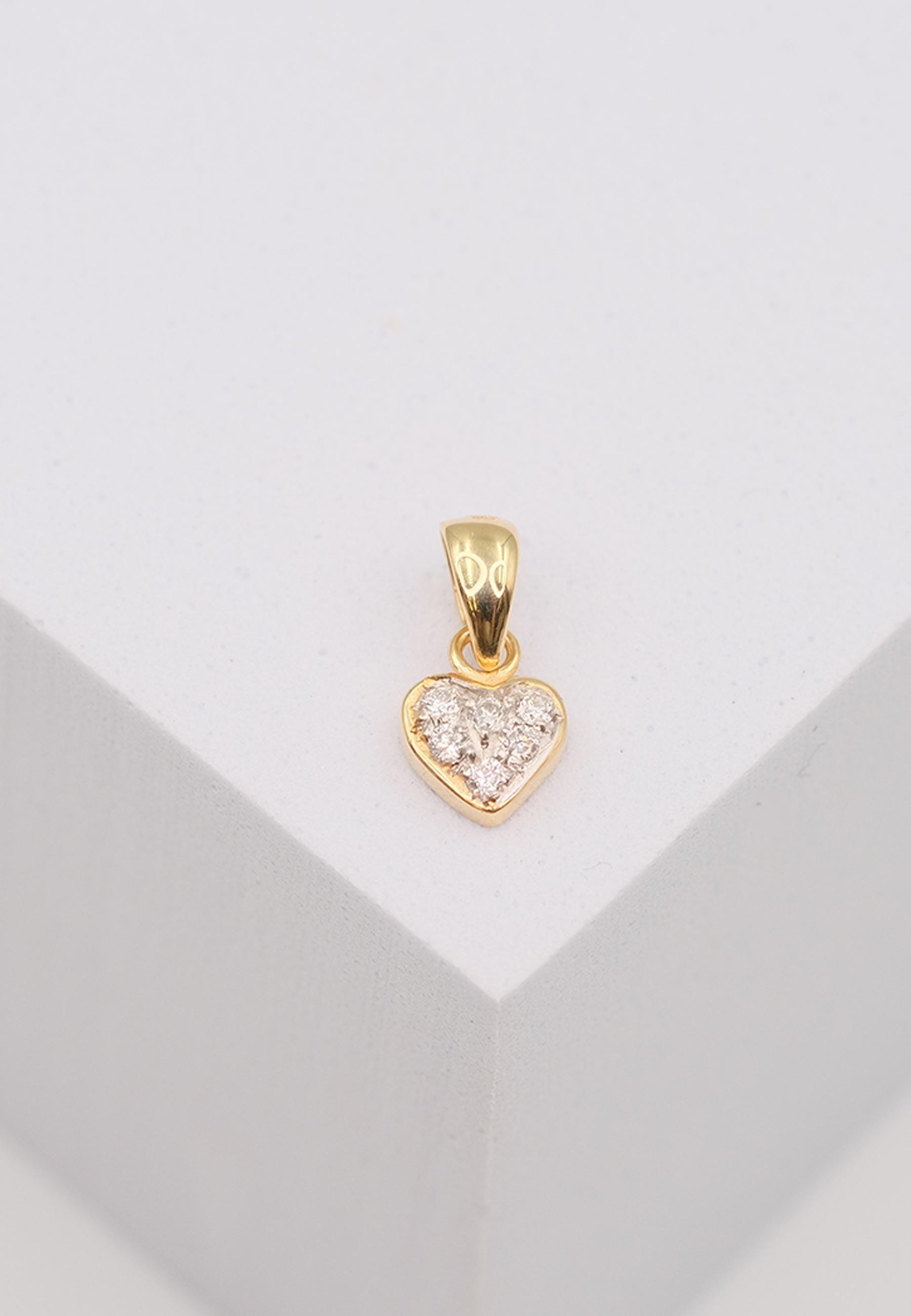 MUAU Schmuck  Pendentif coeur or jaune 750 diamants 0.06ct. 12x6mm 