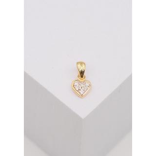 MUAU Schmuck  Pendentif coeur or jaune 750 diamants 0.06ct. 12x6mm 