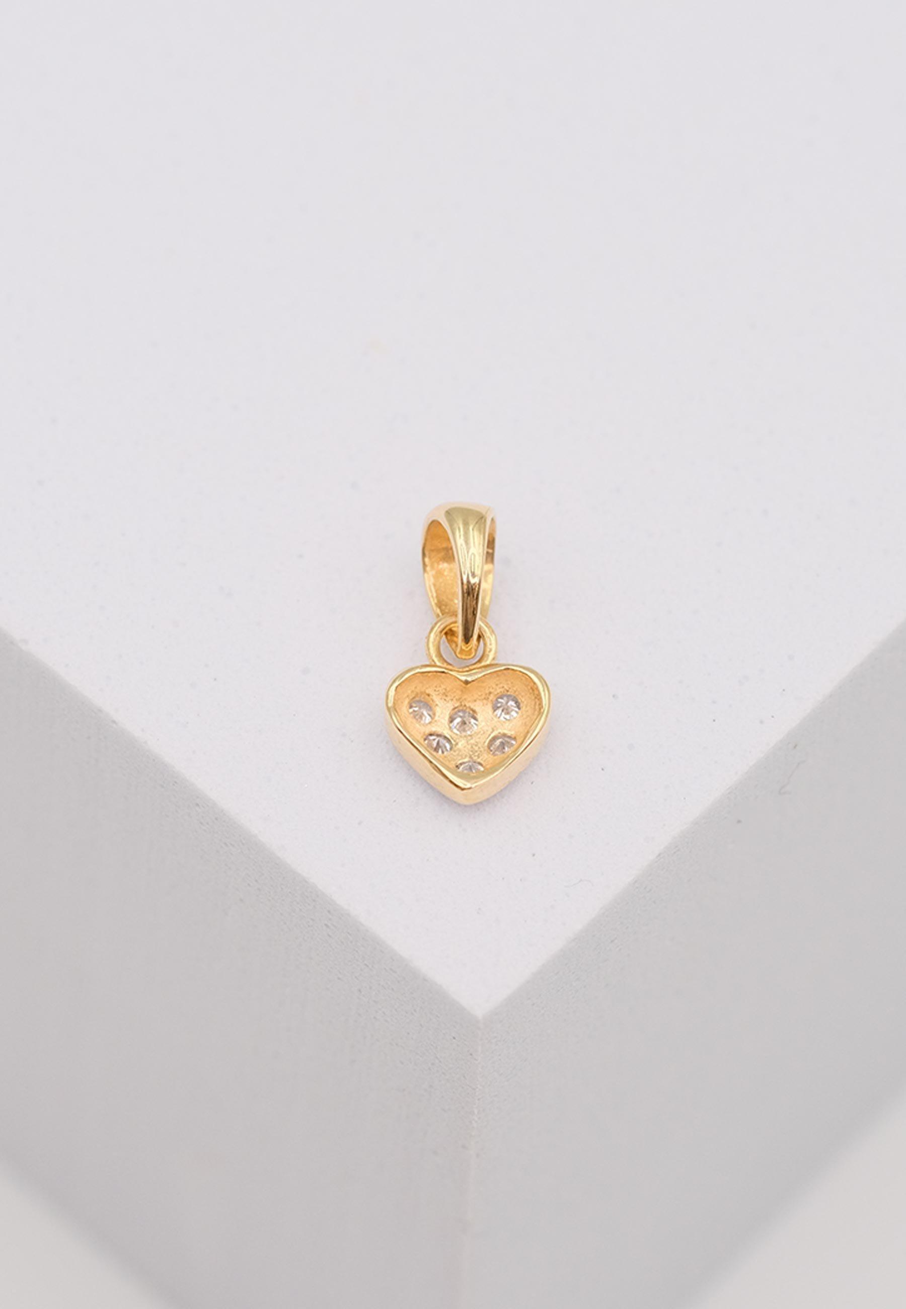 MUAU Schmuck  Pendentif coeur or jaune 750 diamants 0.06ct. 12x6mm 