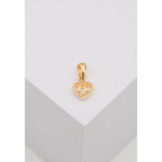 MUAU Schmuck  Pendentif coeur or jaune 750 diamants 0.06ct. 12x6mm 