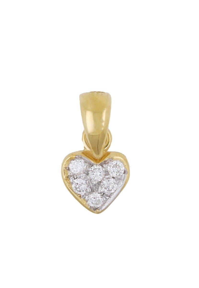 MUAU Schmuck  Pendentif coeur or jaune 750 diamants 0.06ct. 12x6mm 