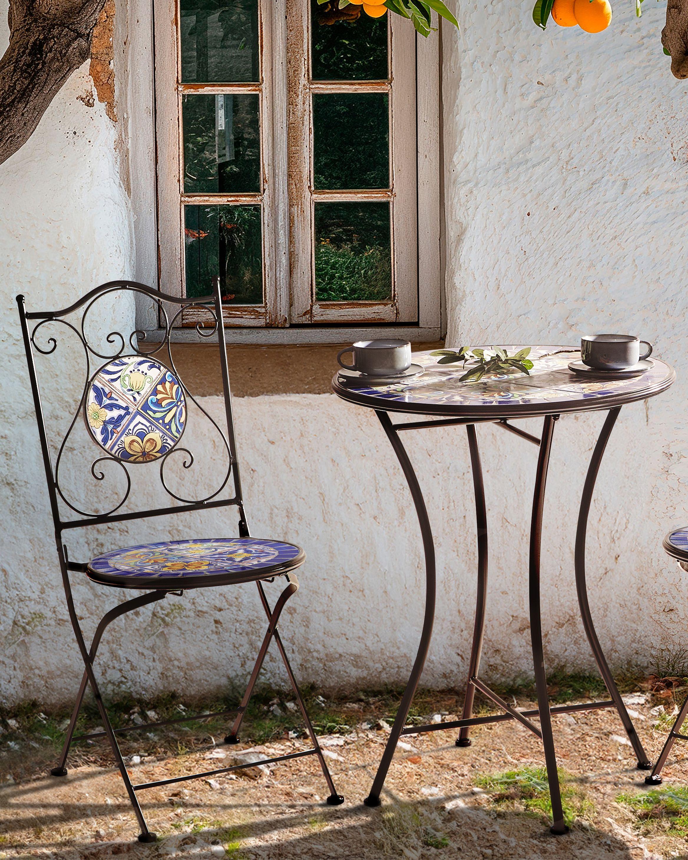 Beliani Gartenstuhl 2er Set aus Eisen Mediterran CORIANO  