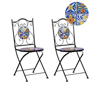Beliani Gartenstuhl 2er Set aus Eisen Mediterran CORIANO  