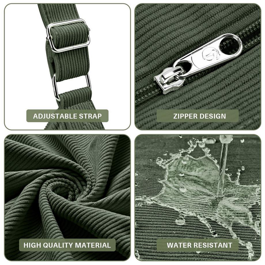 Only-bags.store Sac à bandoulière en velours côtelé avec fermeture éclair Shopper étanche  