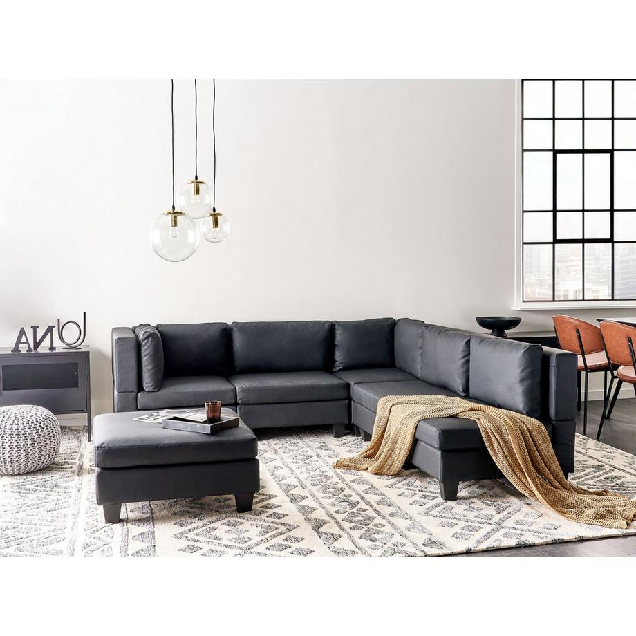 Beliani Ecksofa mit Ottomane aus Kunstleder  UNSTAD  