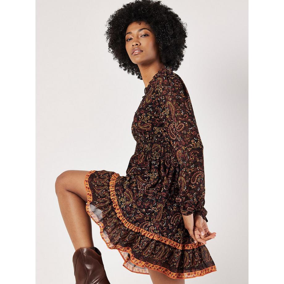 APRICOT Abito con volant e bordo paisley  