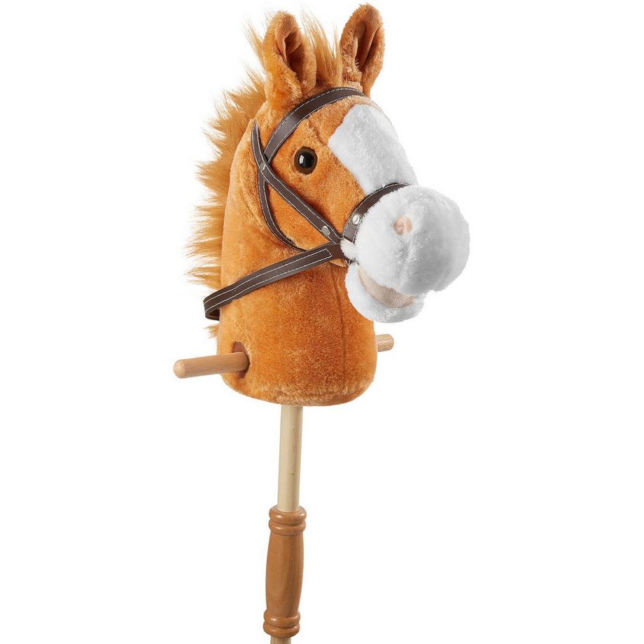 Tectake  Steckenpferd mit Holzstab und Rollen aus weichem Cord 