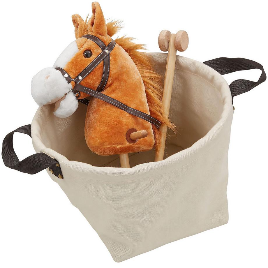 Tectake  Steckenpferd mit Holzstab und Rollen aus weichem Cord 
