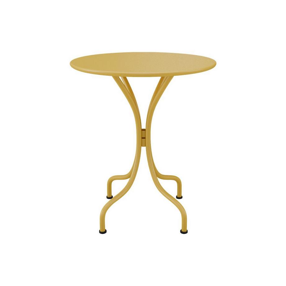 Vente-unique Table ronde de jardin D.60cm en métal - Jaune moutarde - MIRMANDE de MYLIA  