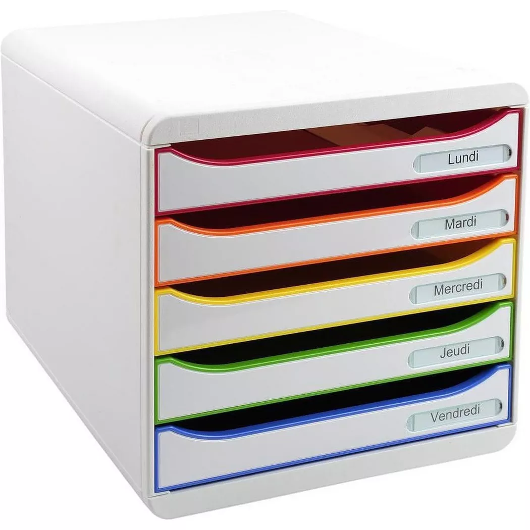 Exacompta Set tiroirs bureau Plus Big-Box Black Office 5 tiroirs Blanc