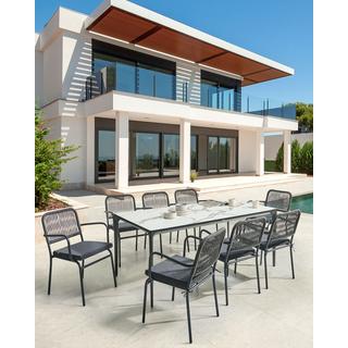 Beliani Lot de 8 chaises de jardin avec coussins en Aluminium Moderne TACENO  