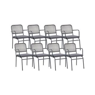Beliani Lot de 8 chaises de jardin avec coussins en Aluminium Moderne TACENO  