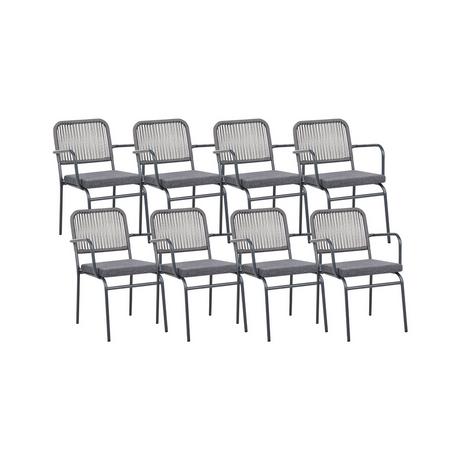 Beliani Lot de 8 chaises de jardin avec coussins en Aluminium Moderne TACENO  