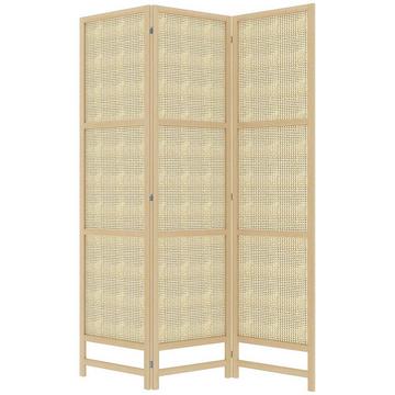 Paravent 3-teilig 135 x 180 cm Trennwand Raumteiler aus PP Rattan, Faltbar Raumtrenner Sichtschutz Stellwand für Wohnzimmer Natur
