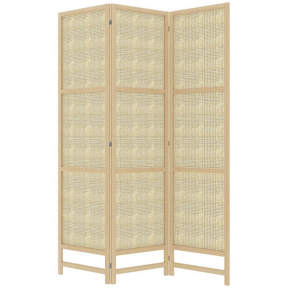 Northio Paravent 3-teilig 135 x 180 cm Trennwand Raumteiler aus PP Rattan, Faltbar Raumtrenner Sichtschutz Stellwand für Wohnzimmer Natur  