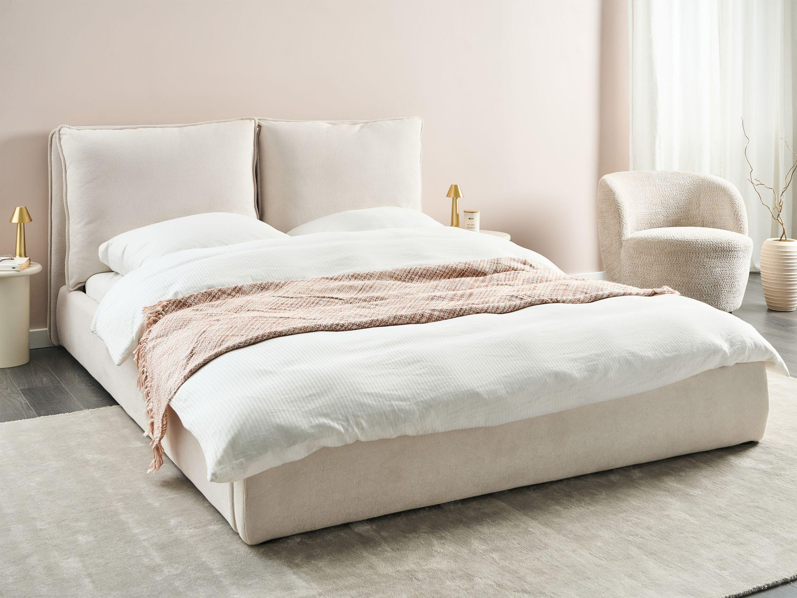 Beliani Lit avec sommier en Tissu Scandinave BAJONNA  