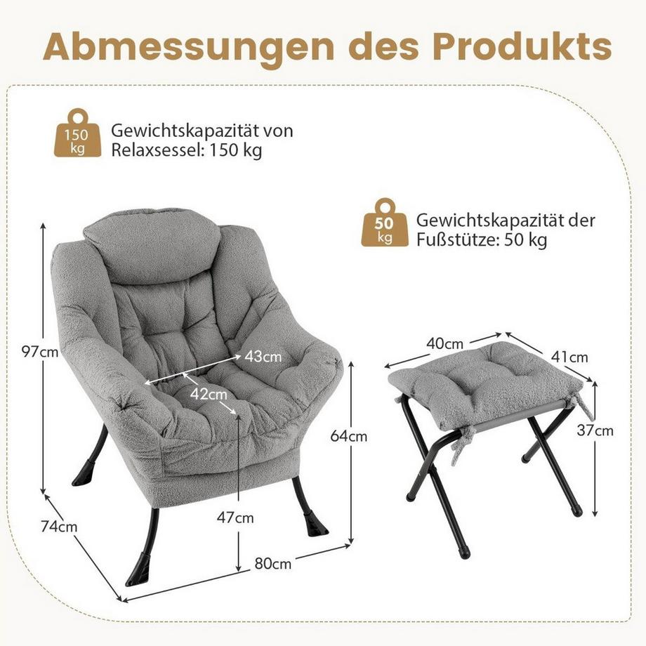 Northix Relaxsessel mit Ottomane  