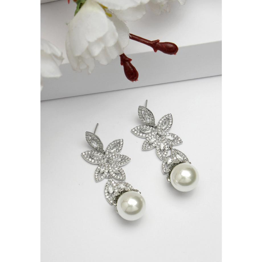 AVANT-GARDE PARIS  Diva Kollektion Zirkonia-Hohle Florale Hängeohrringe 