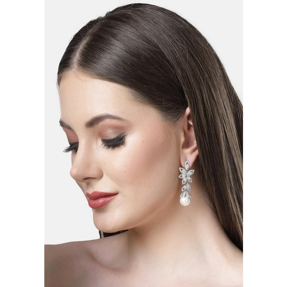 AVANT-GARDE PARIS  Diva Kollektion Zirkonia-Hohle Florale Hängeohrringe 