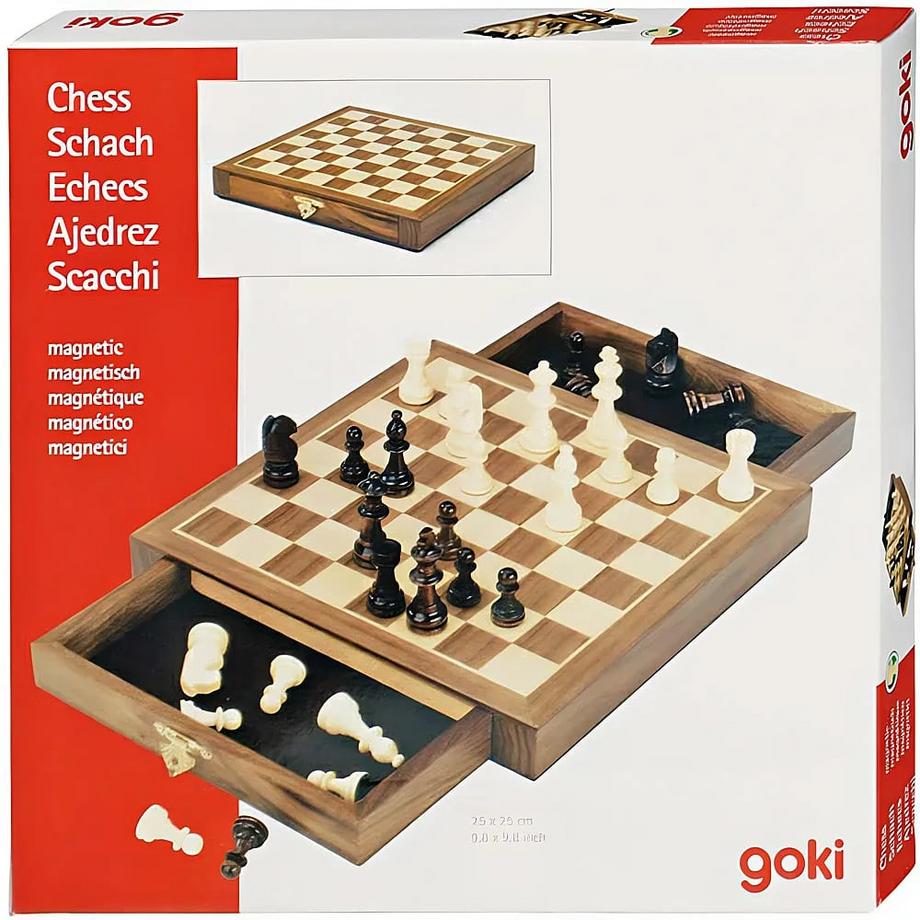 goki  Spiele Magnetisches Schachspiel mit Schubladen 