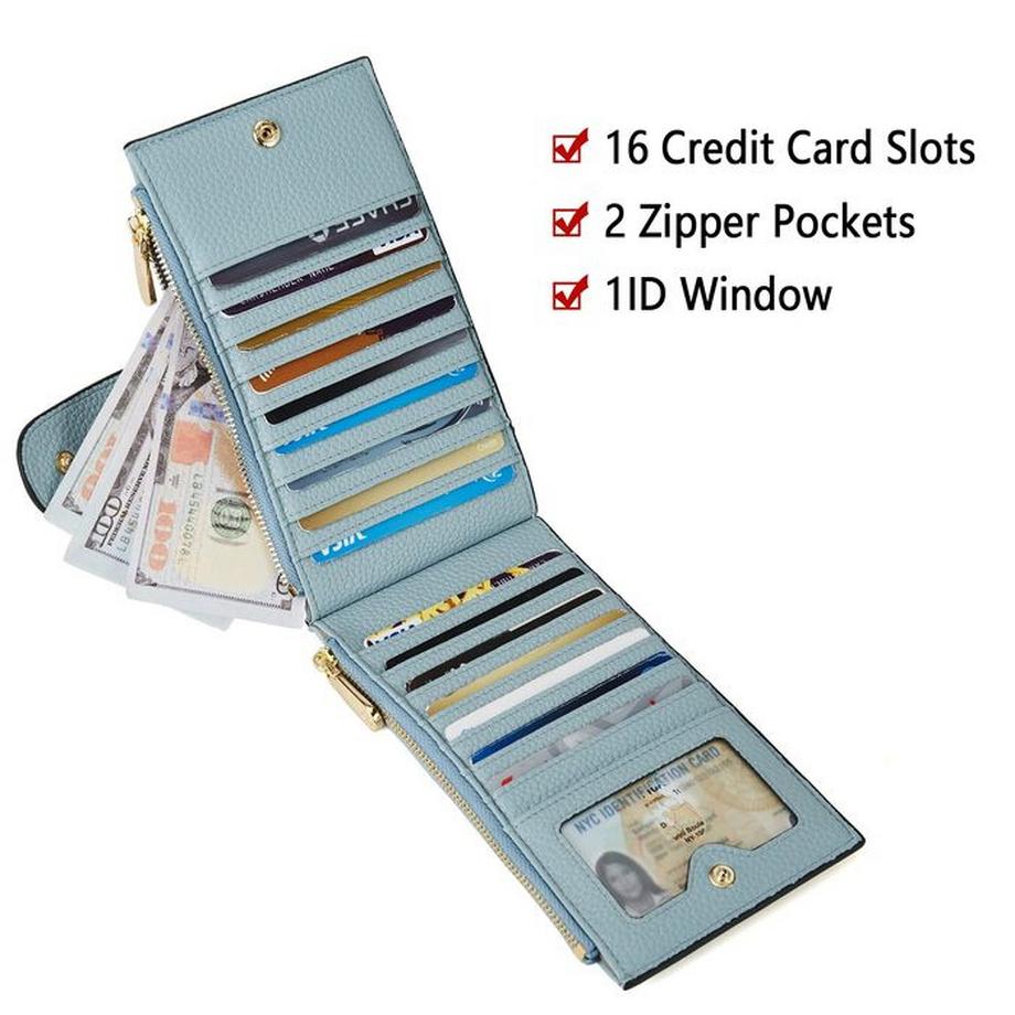 Only-bags.store Portafoglio Slim Blocco RFID con 16 Scomparti per Carte  