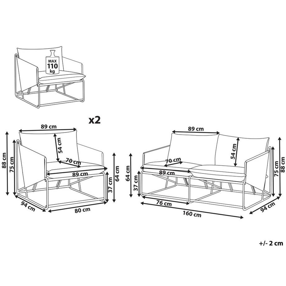 Beliani Lounge Set aus Stahl  PONTE  