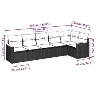 VidaXL Ensemble de canapés de jardin rotin synthétique  