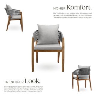 Tectake Chaise de jardin MANACOR Bois d'acacia lasuré et résistant aux intempéries  