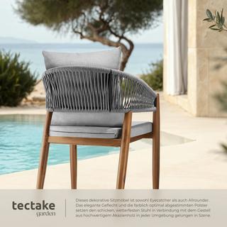 Tectake Chaise de jardin MANACOR Bois d'acacia lasuré et résistant aux intempéries  