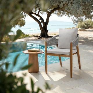 Tectake Chaise de jardin MANACOR Bois d'acacia lasuré et résistant aux intempéries  