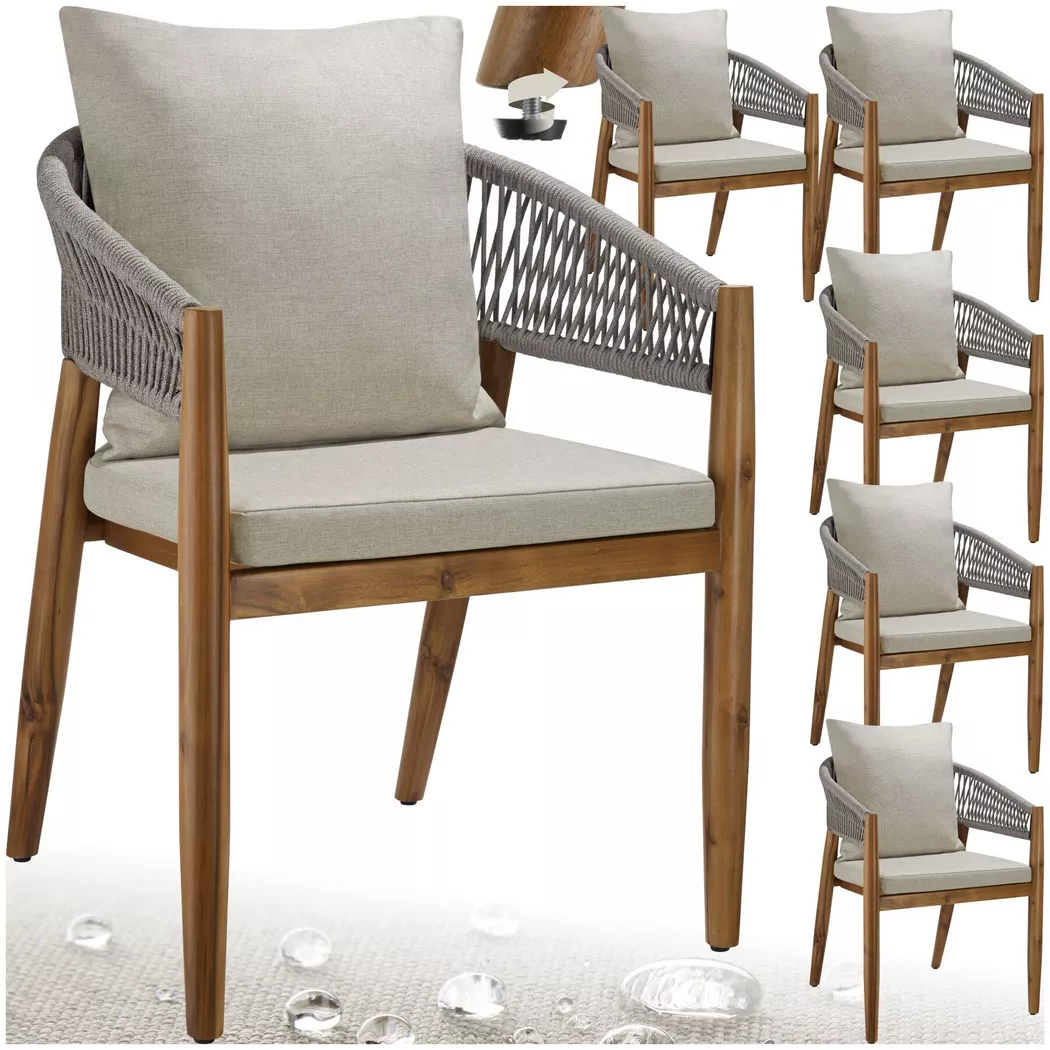 tectake Garden Chair Manacor in Beige | Size: 6 Person