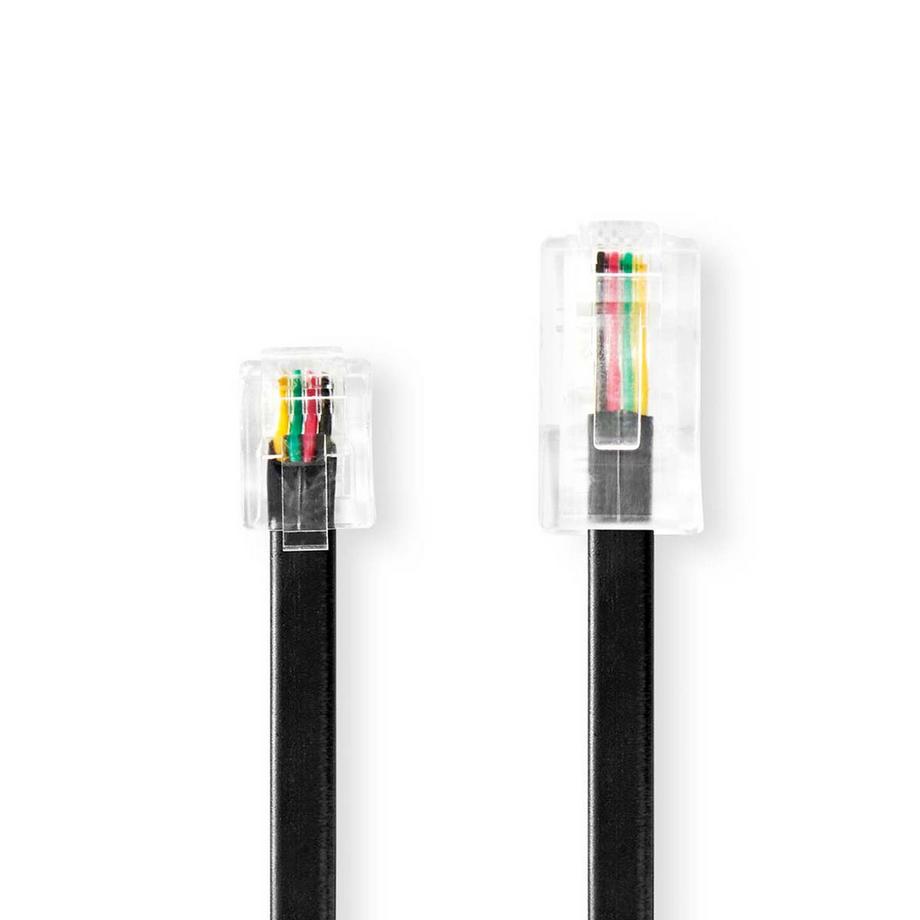 Nedis  Telekommunikations-Verlängerungskabel | RJ11 Stecker | RJ45 Stecker | 5,00 m | Kabelaufbau: Flach | Beschichtung: Vergoldet | Kabeltyp: RJ11 | Schwarz 