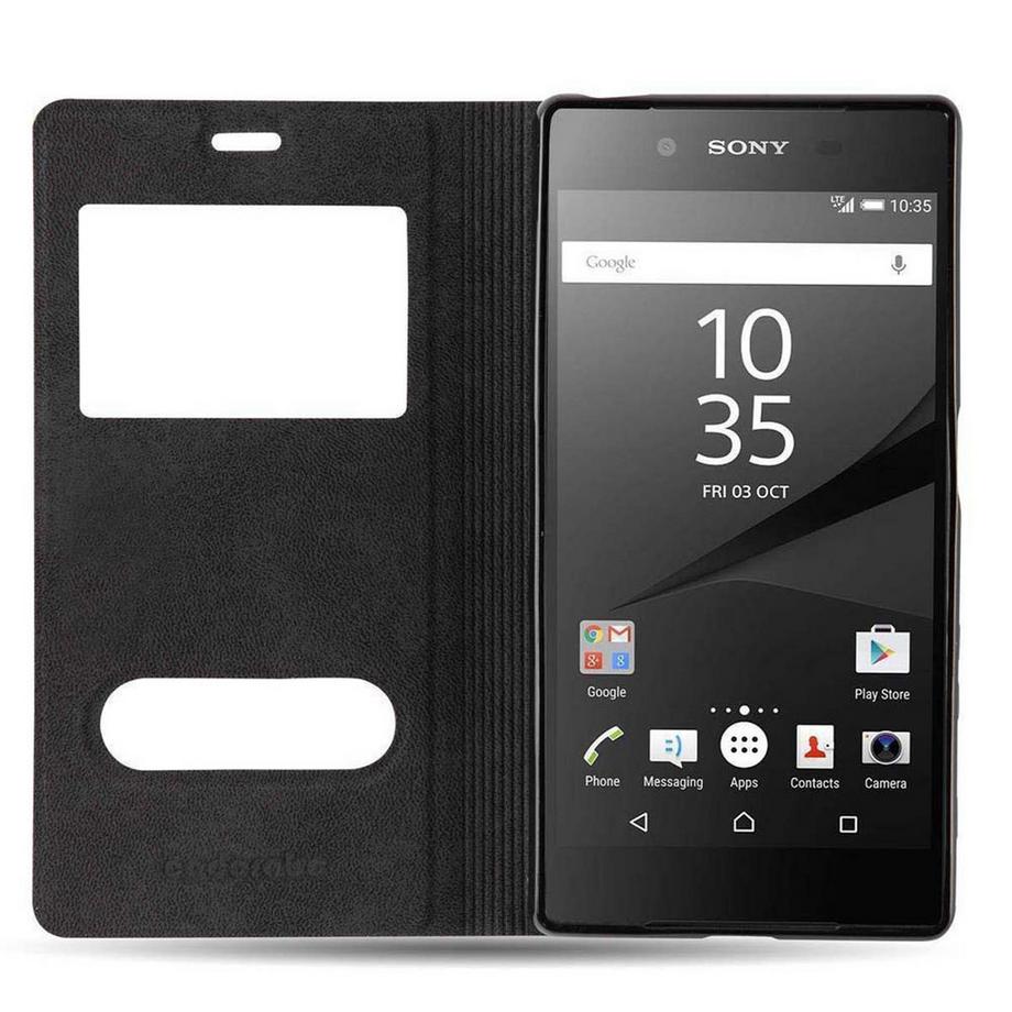 Cadorabo  Hülle für Sony Xperia Z5 PREMIUM Magnetverschluss, 2 Sichtfenstern 