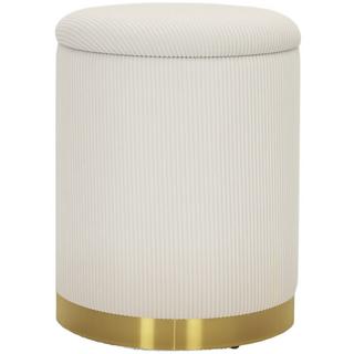 Northio Tabouret avec espace de rangement tabouret avec couvercle, piètement en acier, repose-pieds rond tabouret rembourré avec repose-pieds, aspect cordon 36 x 36 x 44 cm blanc crème |  