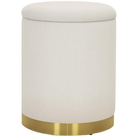 Northio Tabouret avec espace de rangement tabouret avec couvercle, piètement en acier, repose-pieds rond tabouret rembourré avec repose-pieds, aspect cordon 36 x 36 x 44 cm blanc crème |  