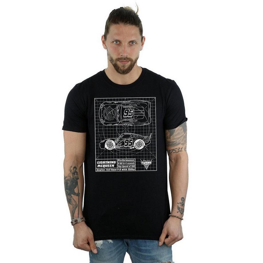 Cars Lightning McQueen Blueprint Print T-Shirt  