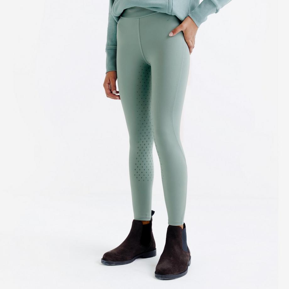 Reitleggings Full Grip Kinder - 500 frostgrün