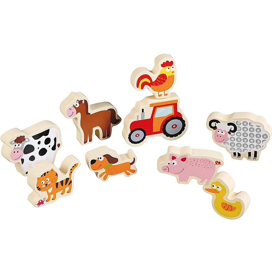 Spielba Holzspielwaren  Puzzle Puzzle und Tier-Set (9Teile) 