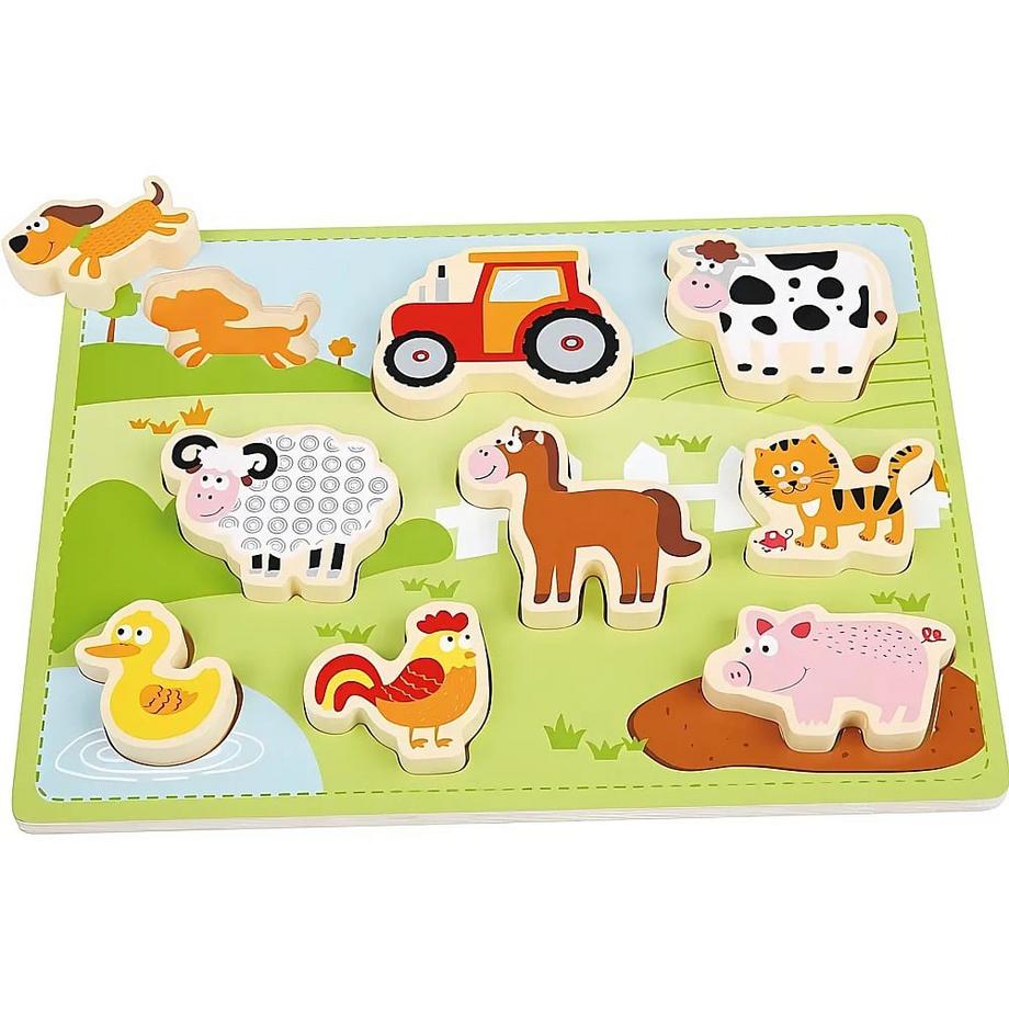 Spielba Holzspielwaren  Puzzle Puzzle und Tier-Set (9Teile) 