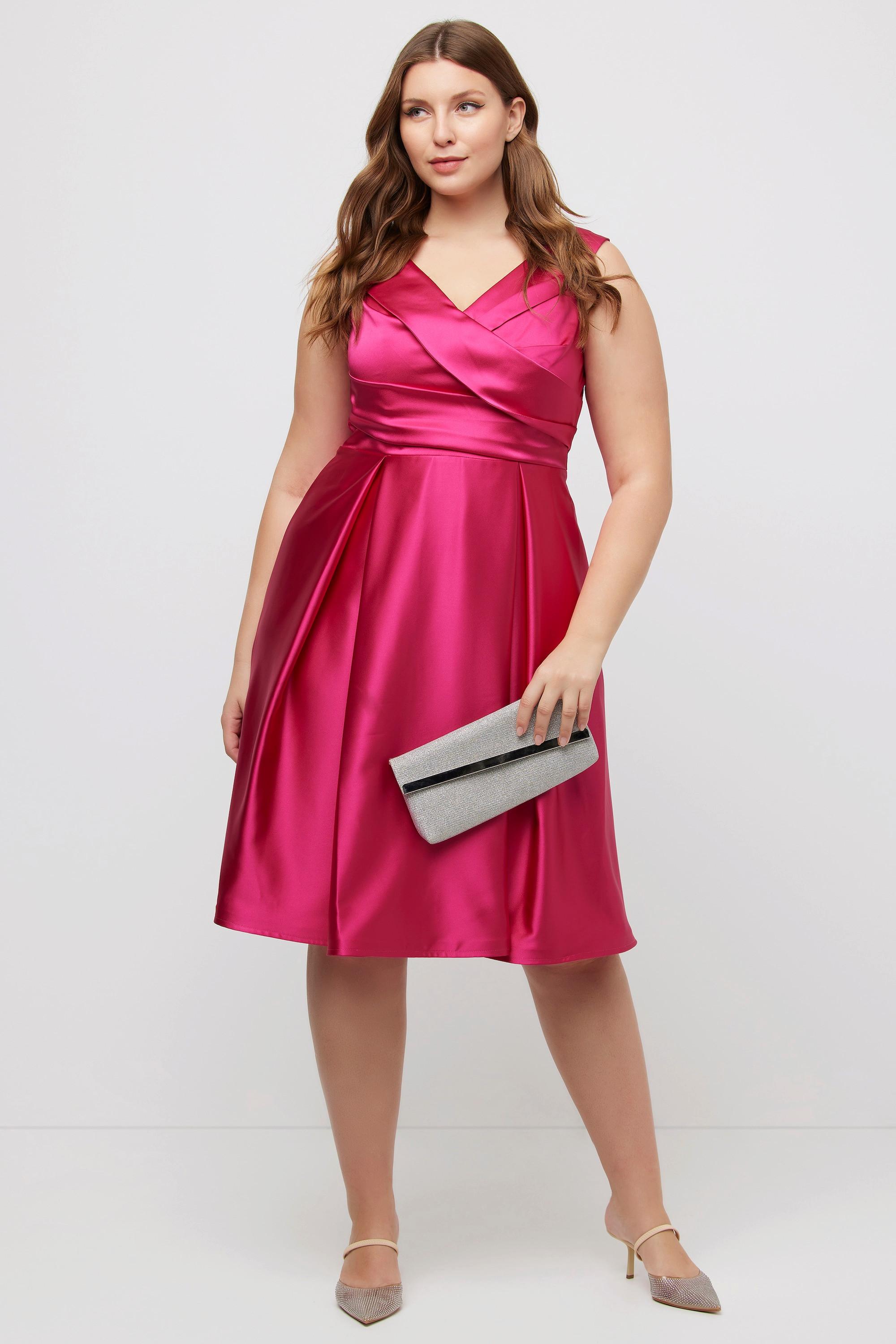 Ulla Popken Abito da Sera Linea A Drappeggiato Senza Maniche  