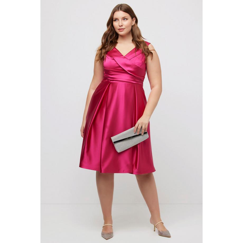 Ulla Popken Abito da Sera Linea A Drappeggiato Senza Maniche  