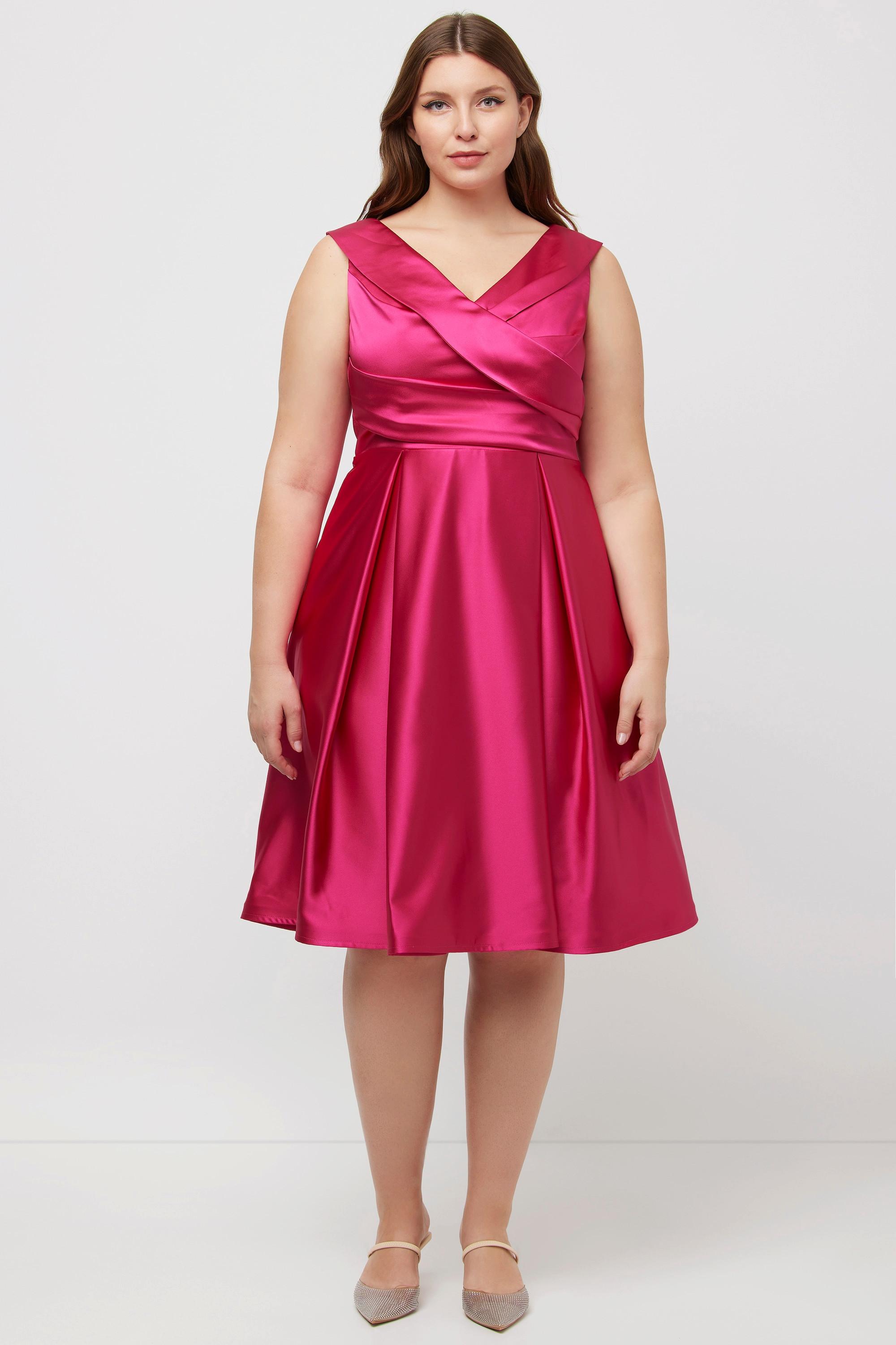 Ulla Popken Abito da Sera Linea A Drappeggiato Senza Maniche  