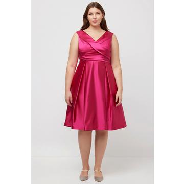 Abendkleid, A-Linie, drapiert, V-Ausschnitt, ärmellos