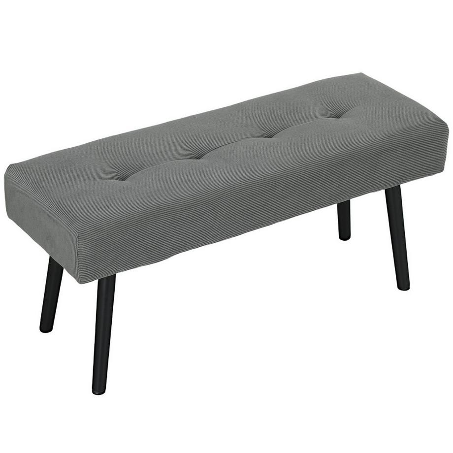 Banc rembourré avec revêtement en velours côtelé, banc de lit avec pieds en métal, banc à chaussures 100 x 36 x 45 cm gris