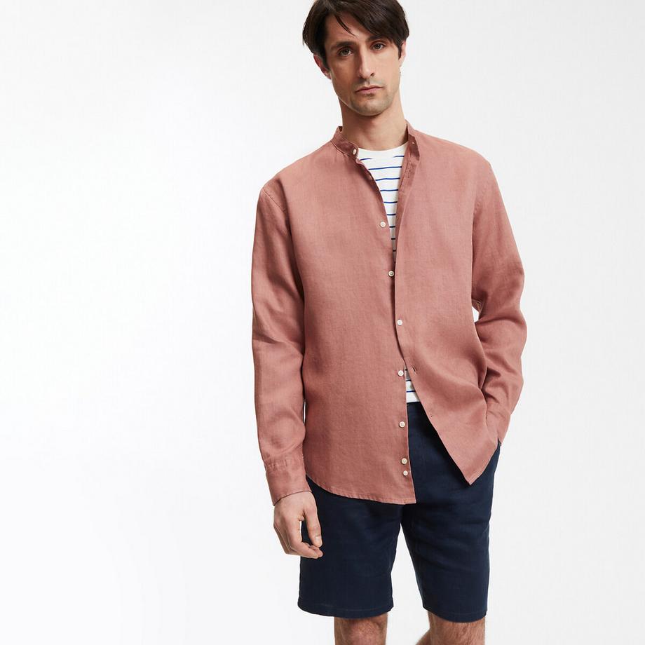 La Redoute Collections Signature Gerades Leinenhemd Stehkragen  