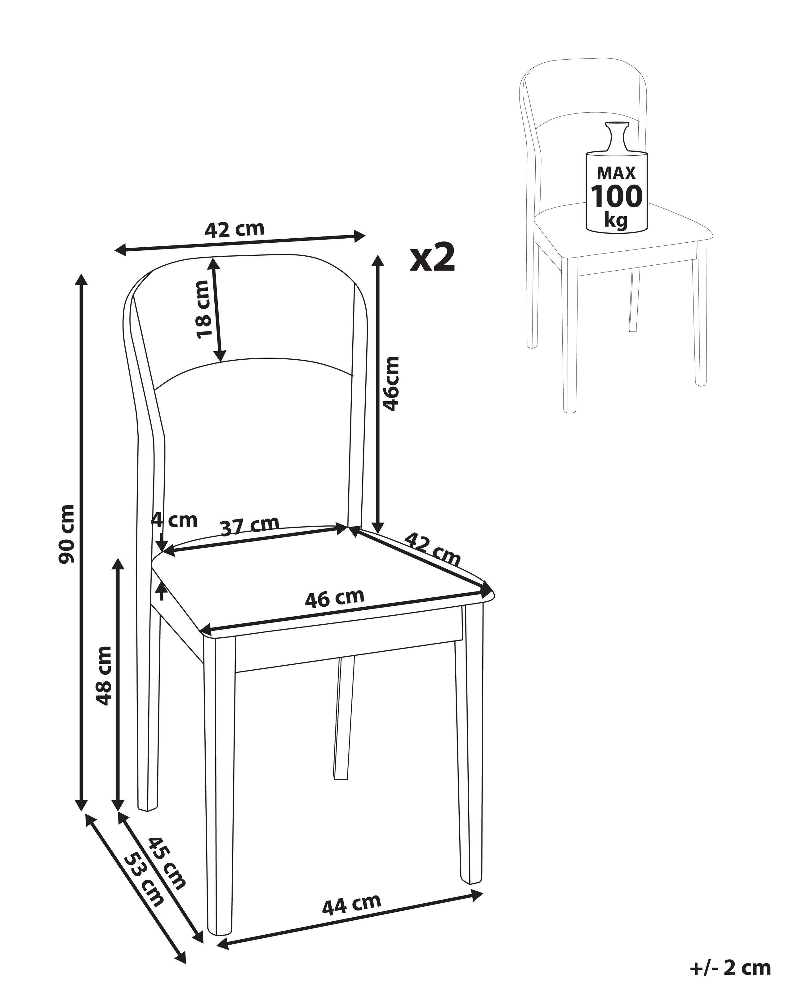 Beliani Lot de 2 chaises de salle à manger en Bois d'hévéa Traditionnel ALVIN  