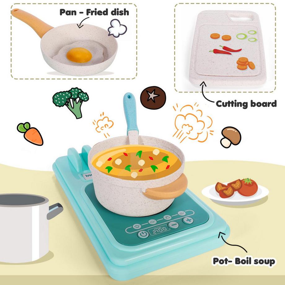 Activity-board  Kinderküchenzubehör, Kinderküchenspielzeug Kochgeschirr, Kinderspielküchenset, Topfset für Rollenspiele 